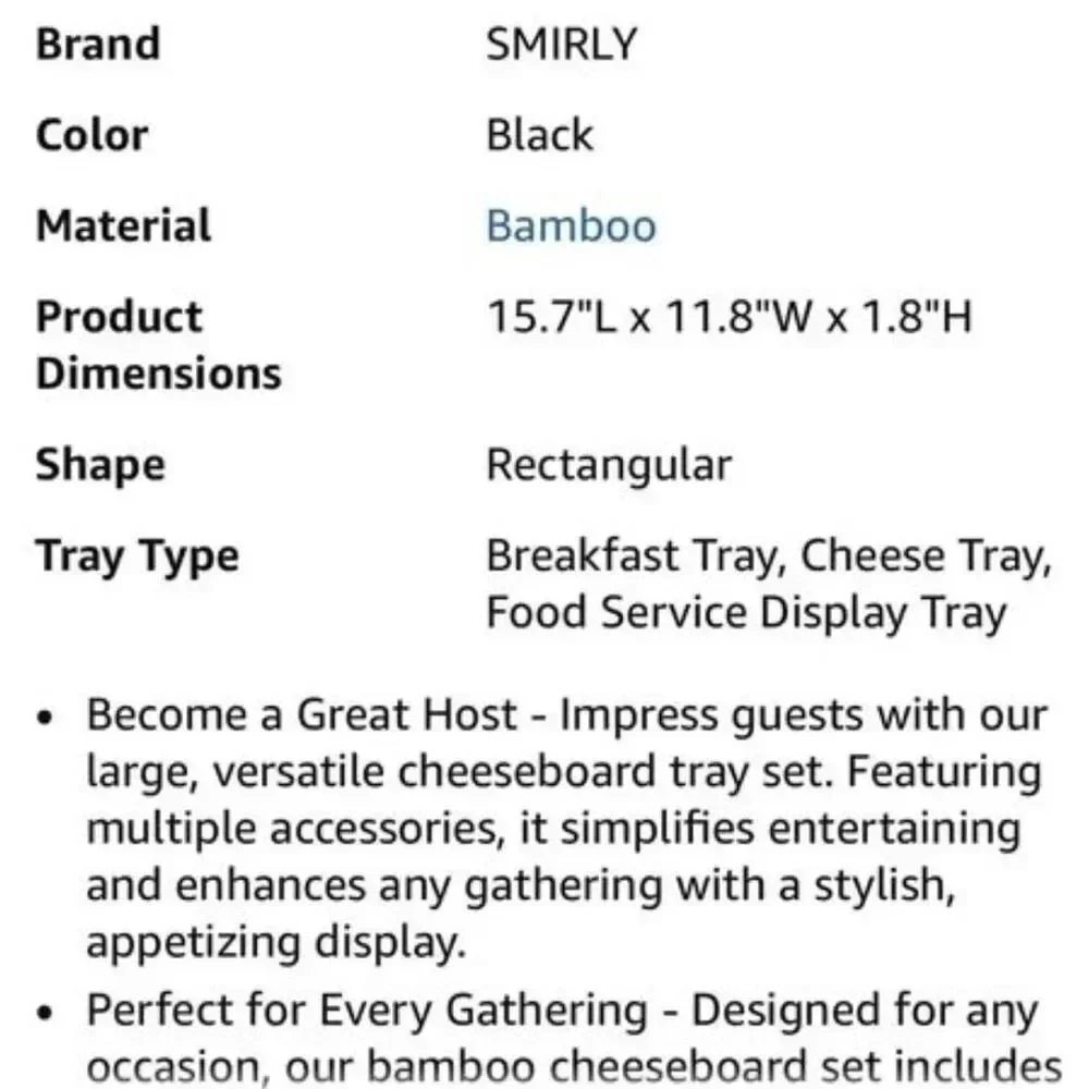 Large bamboo charcuterie board set with accessories